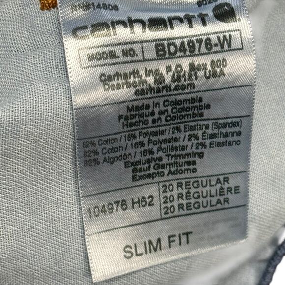 Carhartt Womens Rugged Flex Slim Fit Tapered Laurel Blue Jeans 104976 NWT 20 R - Picture 14 of 15